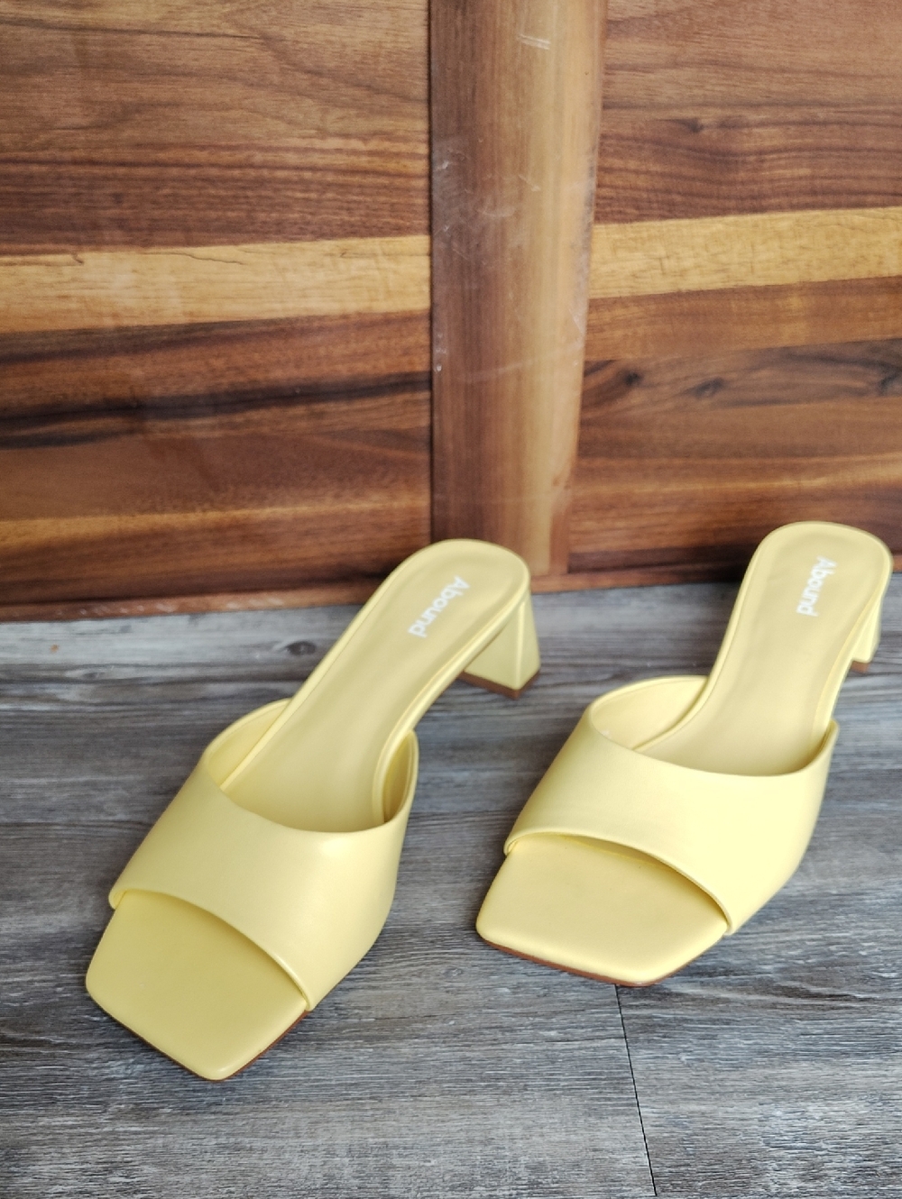 Abound Pale Yellow Square-Toe Block Heel Mules